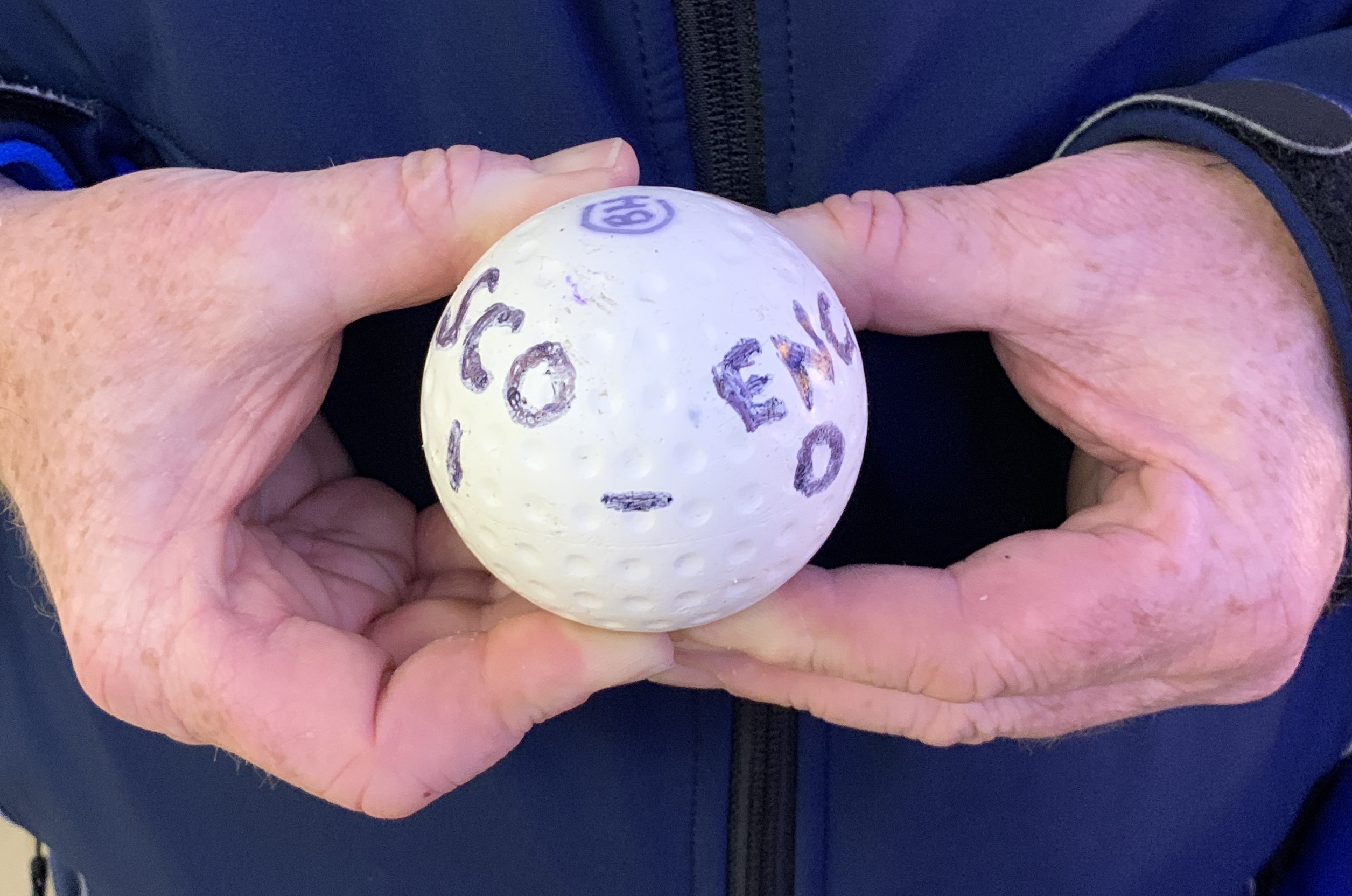 the match ball from the semi final Lille 2019 Scottish Thistles White 1 England LX 0