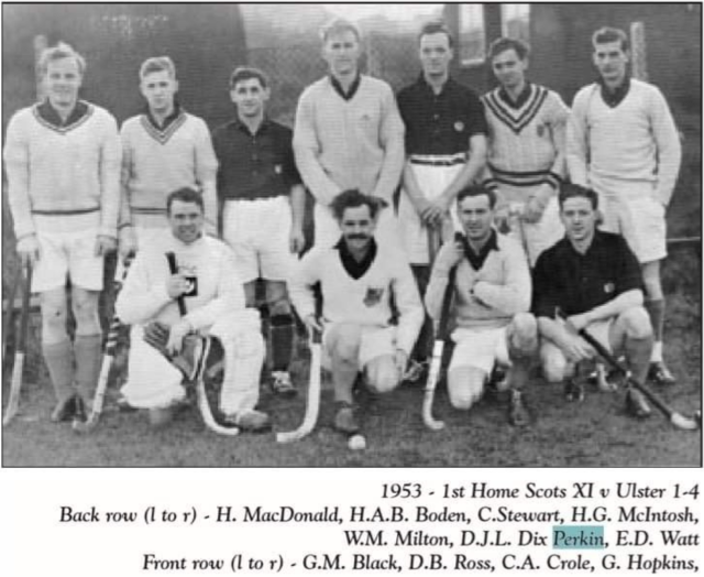 1st Home Scots 1954, David Dix-Perkin 2nd right back row, George Black 1st left front row