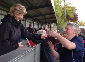 Jim Chisholm receives 2013 Celtic Cup from Jane Wheeler